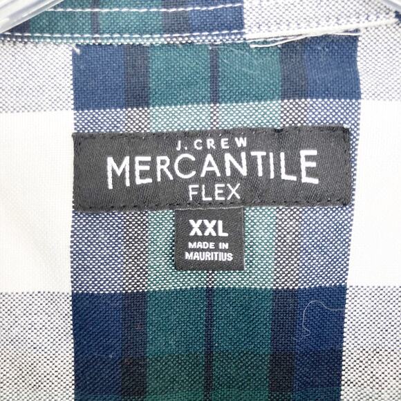 J. Crew Mercantile Flex Blue Green White Plaid Button Down Sz XXL - Picture 2 of 5